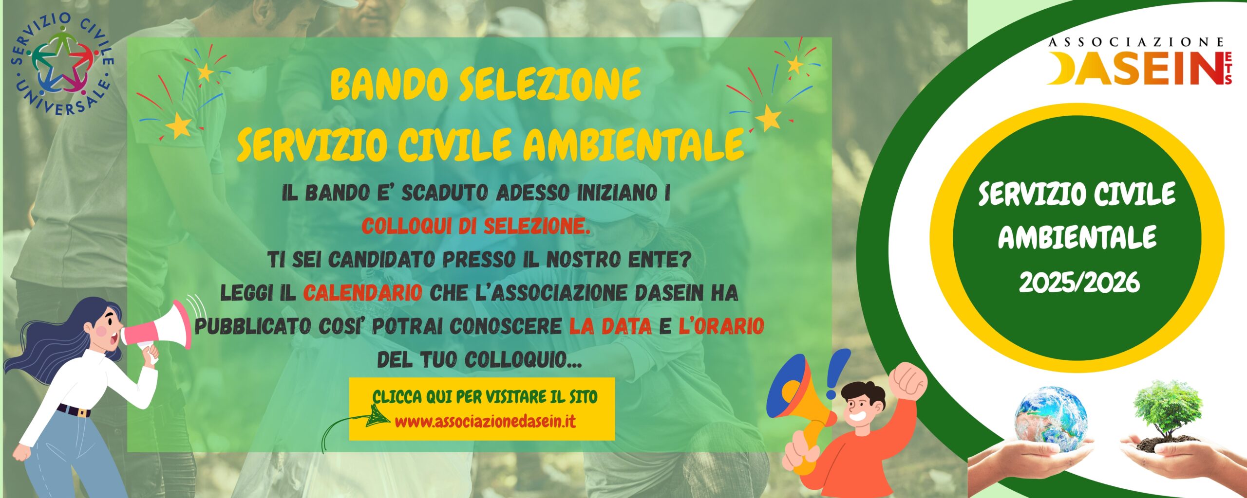 CALENDARIO COLLOQUI SELEZIONE SCA PER ENTI ACCOGLIENZA